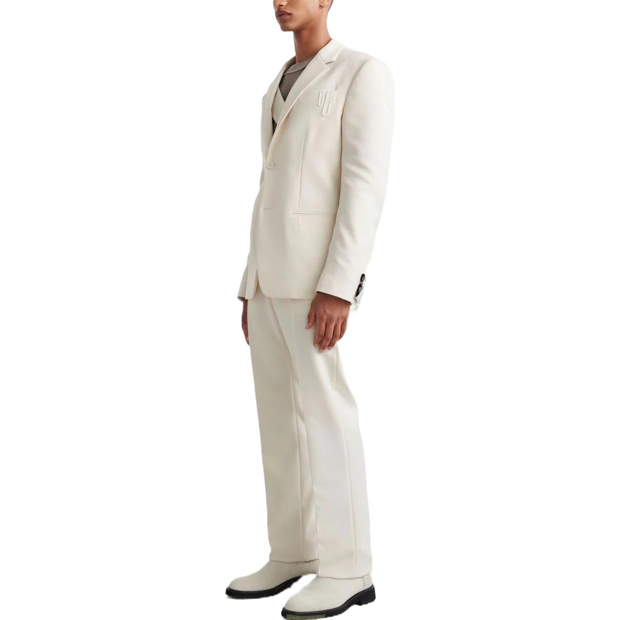 Men's Off-White FW22 Solid Color Buckle Belt Straight Casual Pants/Trousers White OMCA213S22FAB0036100