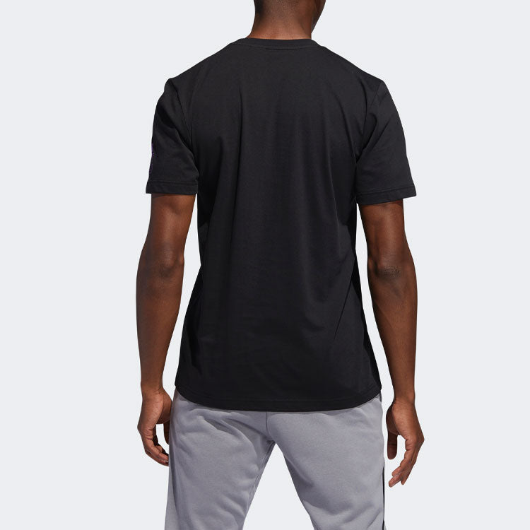 Men's adidas Printing Round Neck Pullover Short Sleeve Black T-Shirt FM2811
