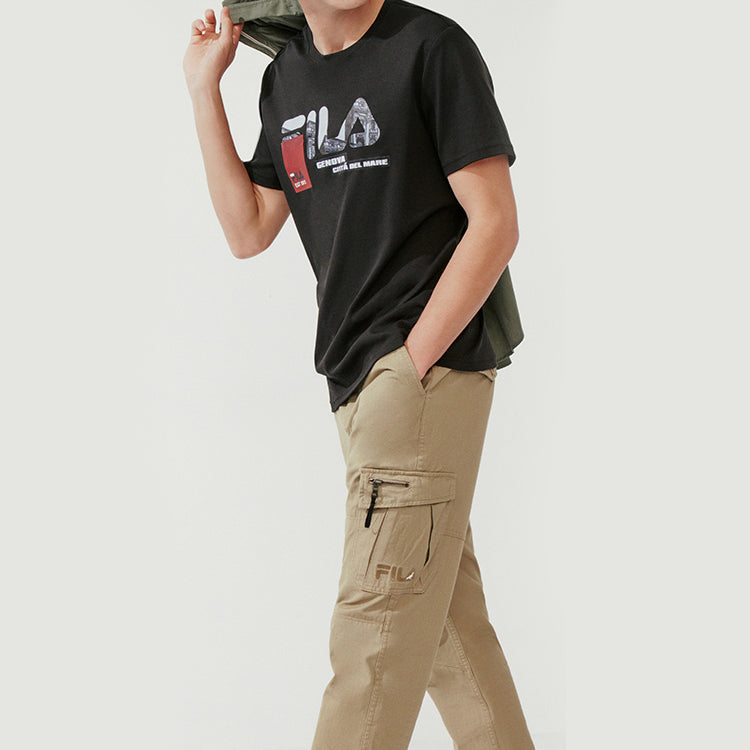 Men's FILA Subject Printing Short Sleeve Black T-Shirt F11M018109F-BK