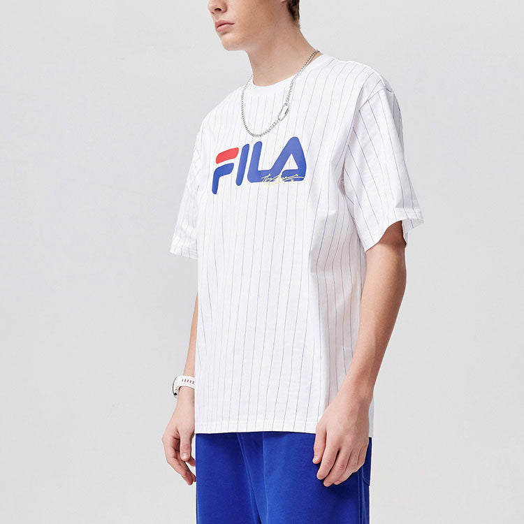 FILA FUSION Stripe Logo Loose Short Sleeve White T11M122108F-BU