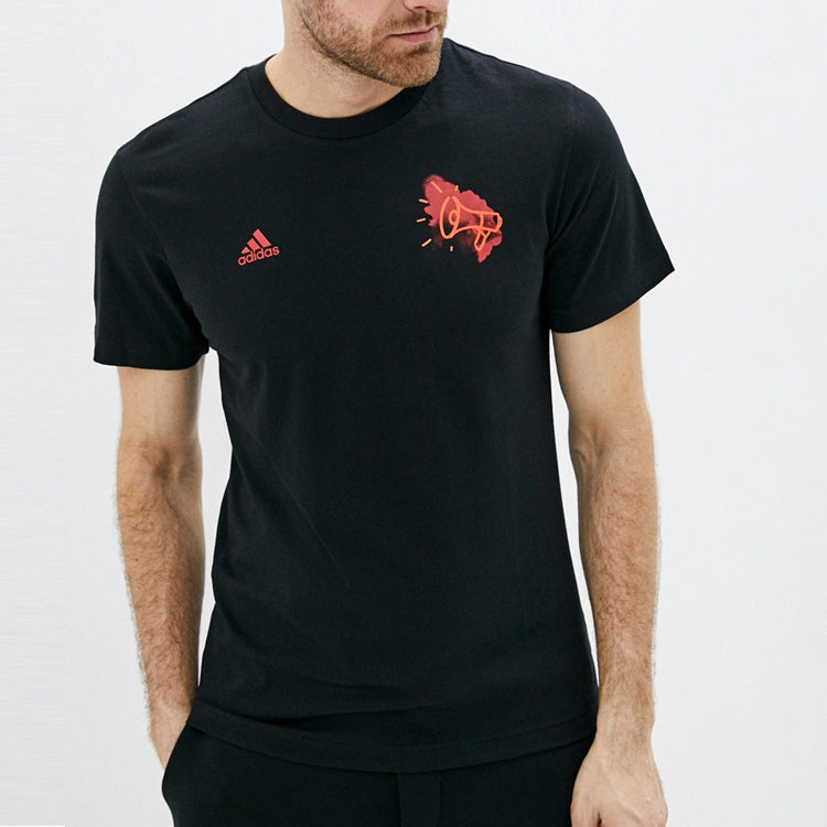 adidas Grfx Nr 7 Soccer/Football Sports Short Sleeve Black FJ4585