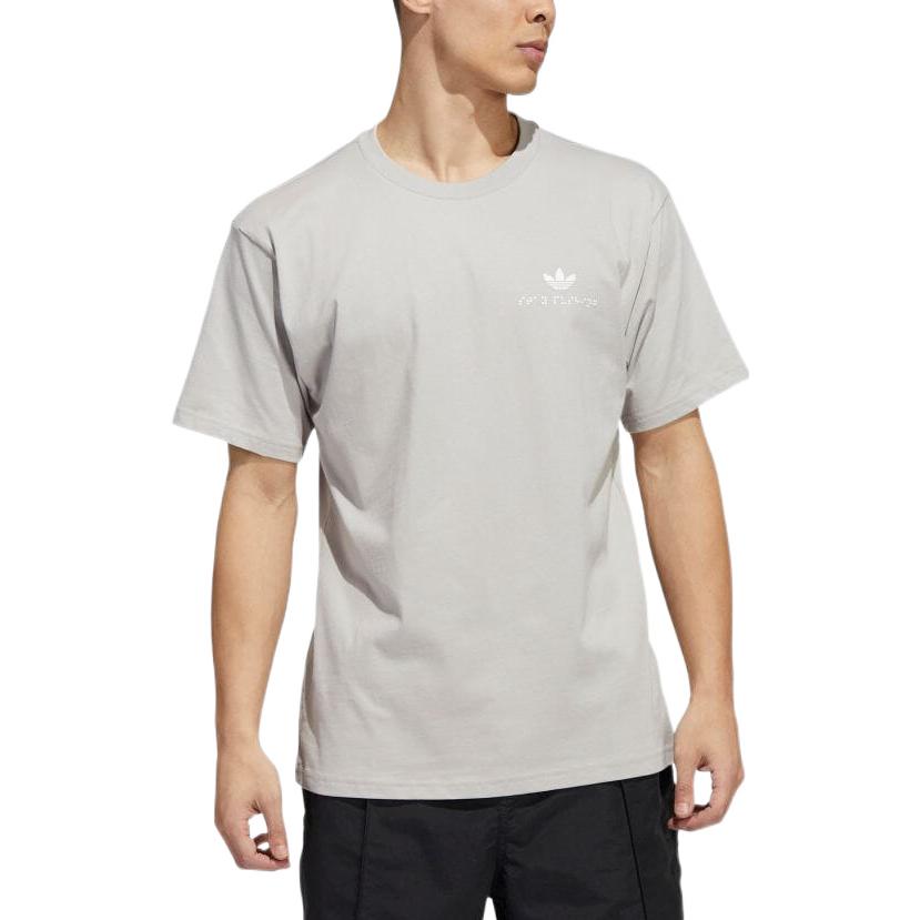 Men's adidas originals Solid Color Logo Printing Round Neck Short Sleeve Gray T-Shirt HM9356