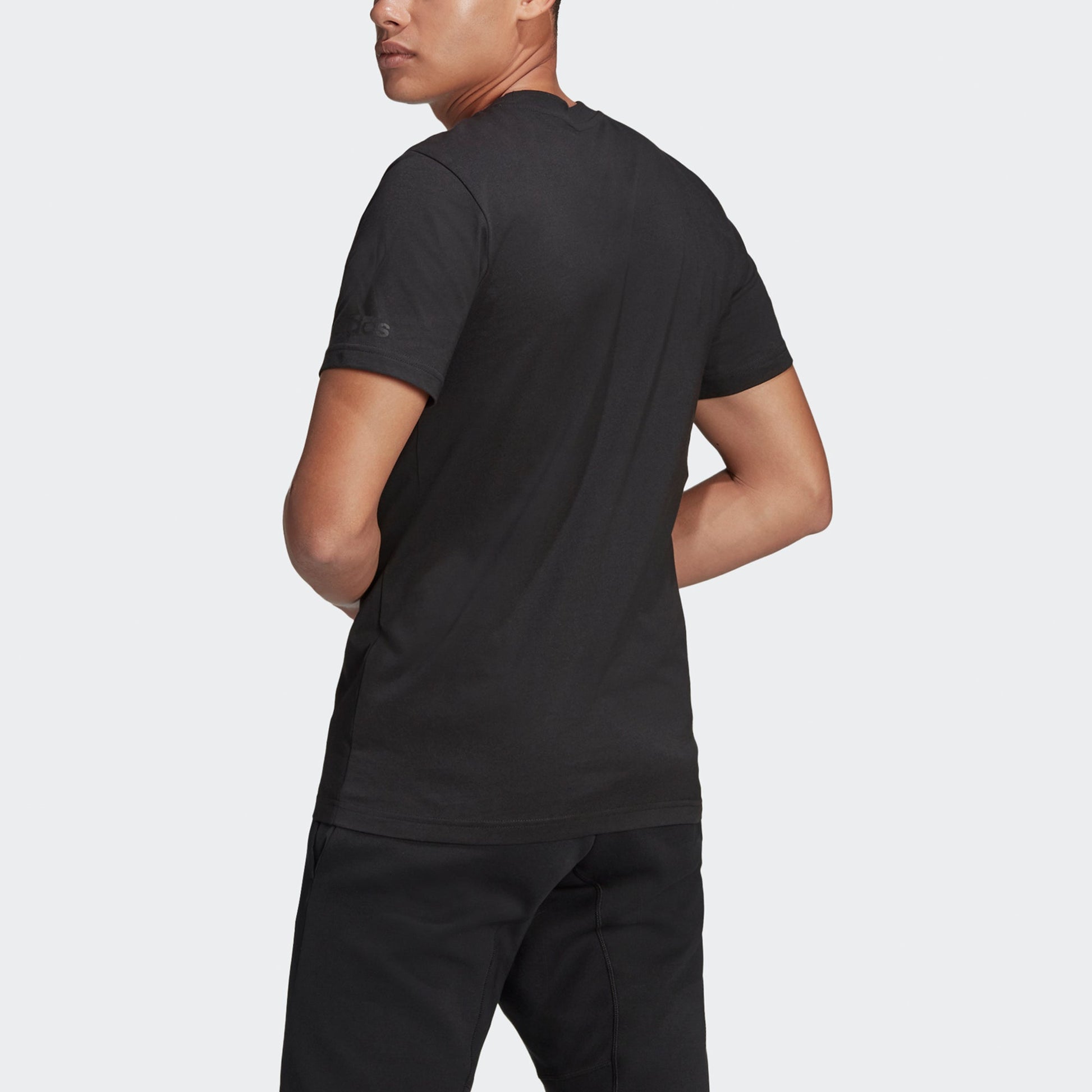 adidas M V Alphabet Printing Casual Sports Round Neck Short Sleeve Black ED7281
