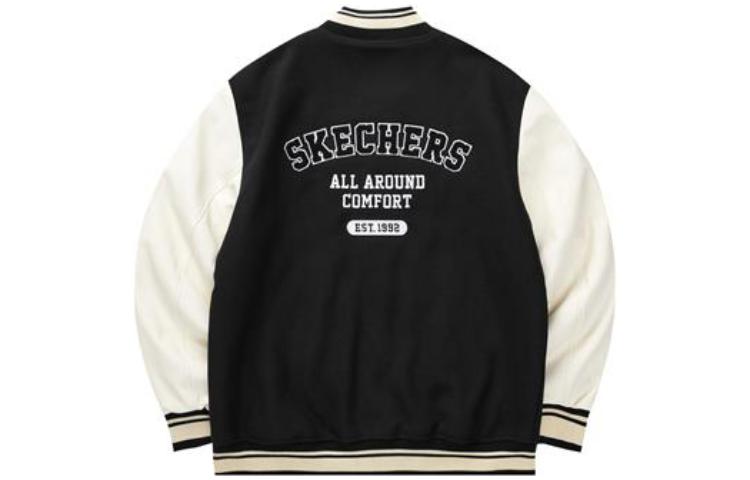 Skechers Letter Printed Baseball Jacket 'Tan White Black' L422M043