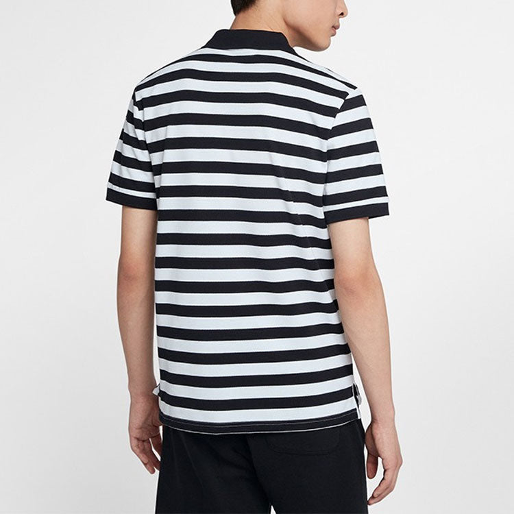 Men's Nike Stripe Short Sleeve polo Black Polo Shirt BQ9075-010