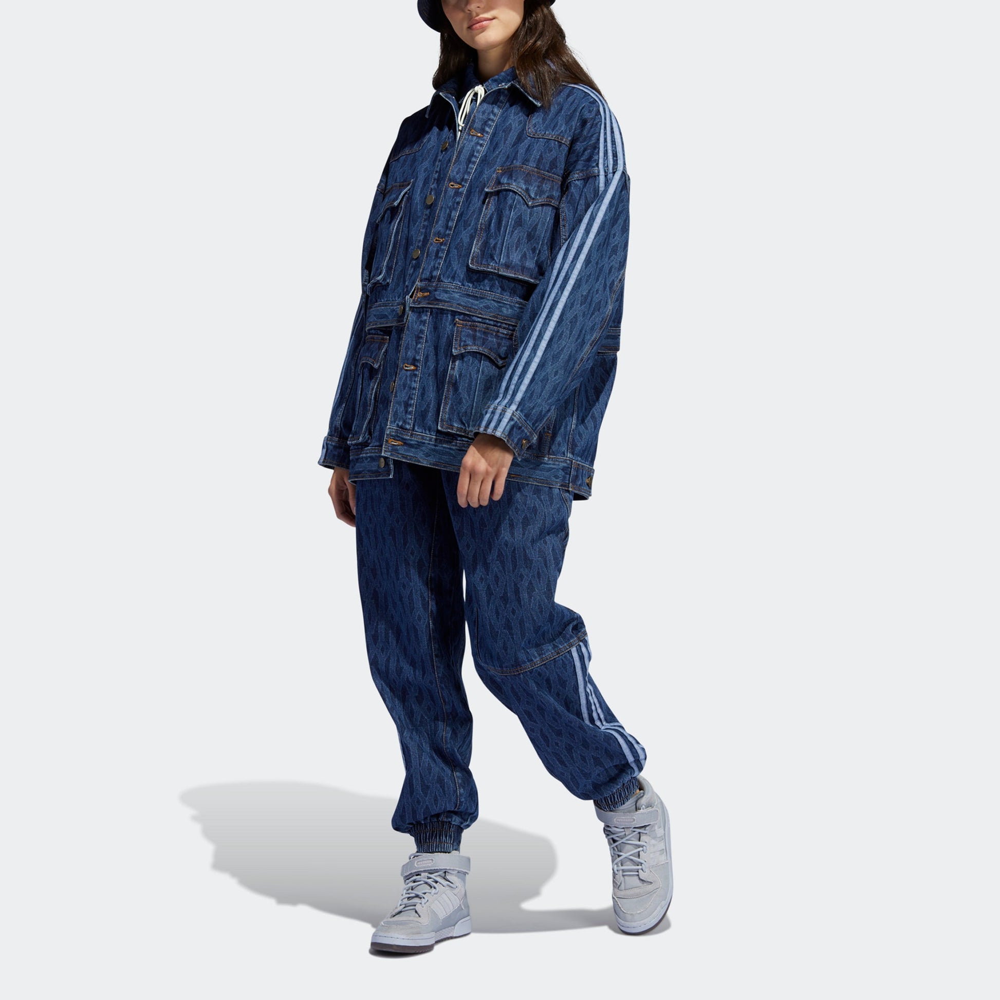 adidas originals x IVY PARK Crossover Cotton Loose Detachable Denim Jacket Blue H61700