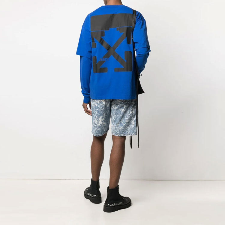 Off-White SS21 Logo Printing Long Sleeves Ordinary Version Blue OMAB022S21JER0054510