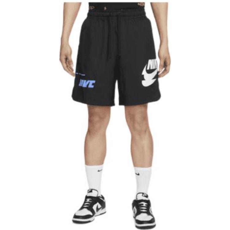 Nike Sportswear Large Logo Woven Lacing Athleisure Casual Sports Shorts Black DM6880-010