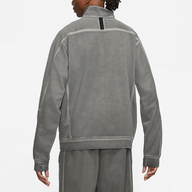 Nike Sportswear Embroidered Logo Knit Sports Jacket Gray DA7177-010