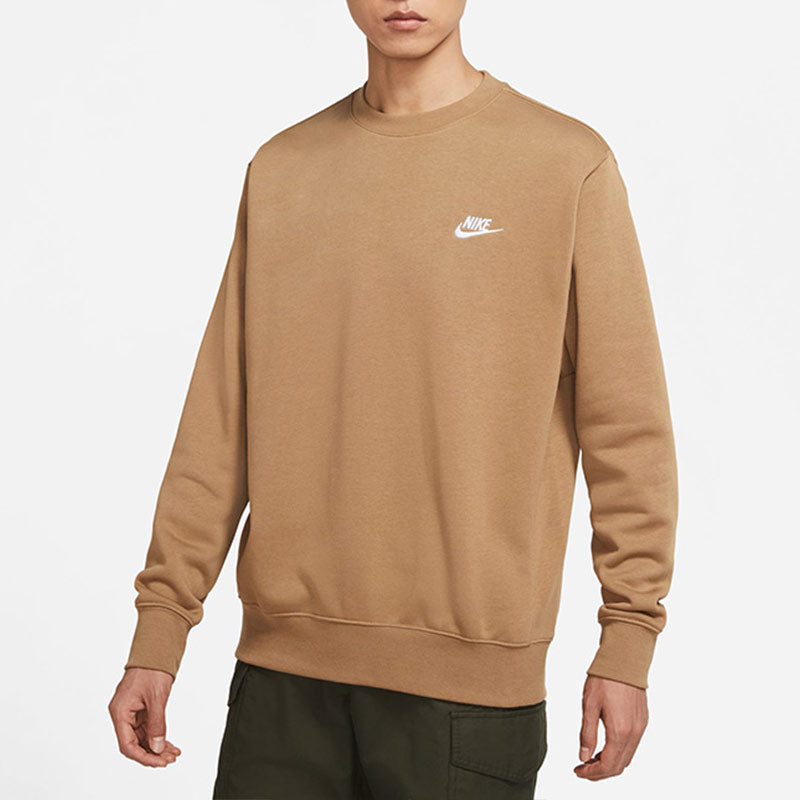 Nike Sportswear Club Fleece Casual Sports Round Neck Pullover Khaki BV2663-258