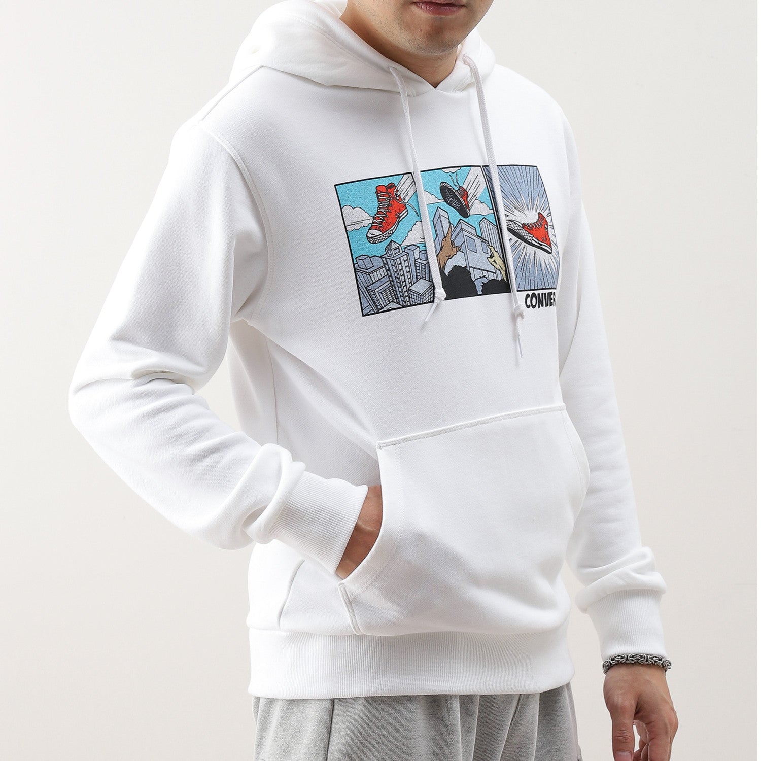 Converse Comic Graphic Hoodie Asia Sizing 'White' 10023948-A01