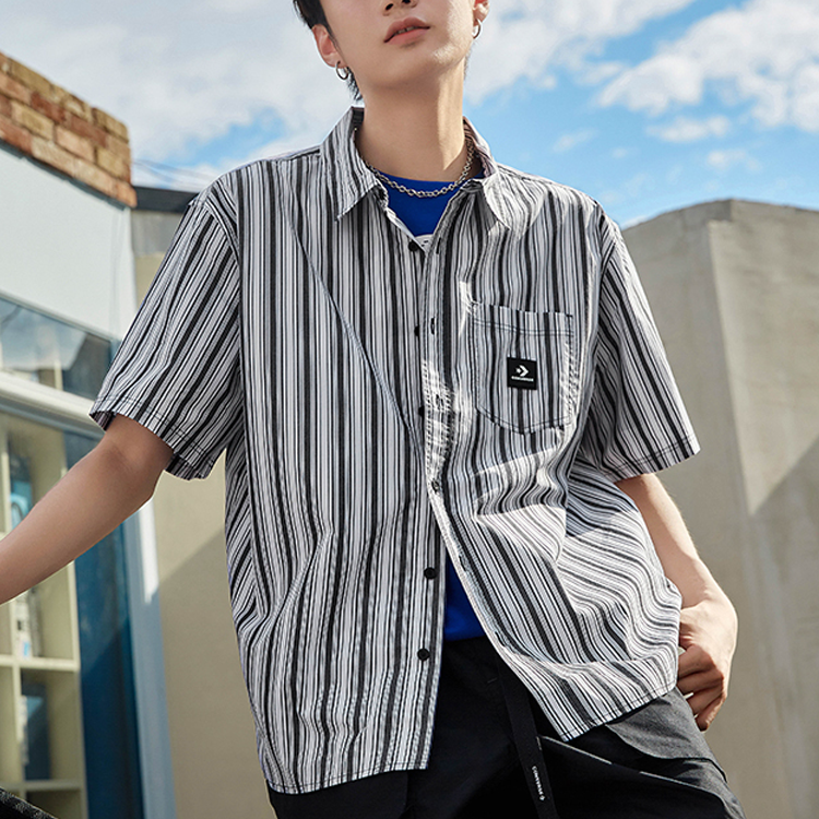 Converse Striped Short Sleeve Button Down Asia Sizing 'Blue' 10024060-A02