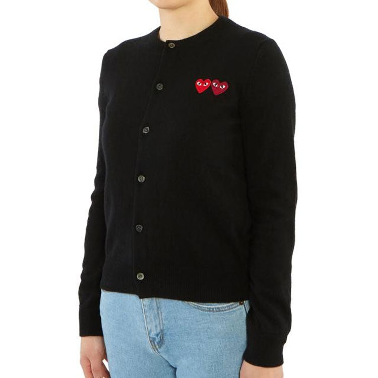 (WMNS) COMME des GARCONS PLAY Cardigan With Double Emblems 'Black' AZ-N057-051-1