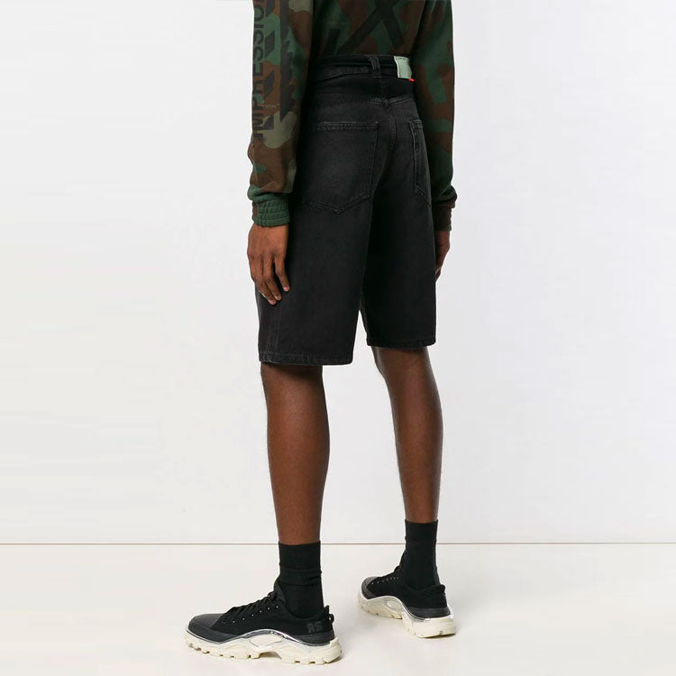 Men's Off-White Zipper Ordinary Version Black Shorts OMYC002R198120321088