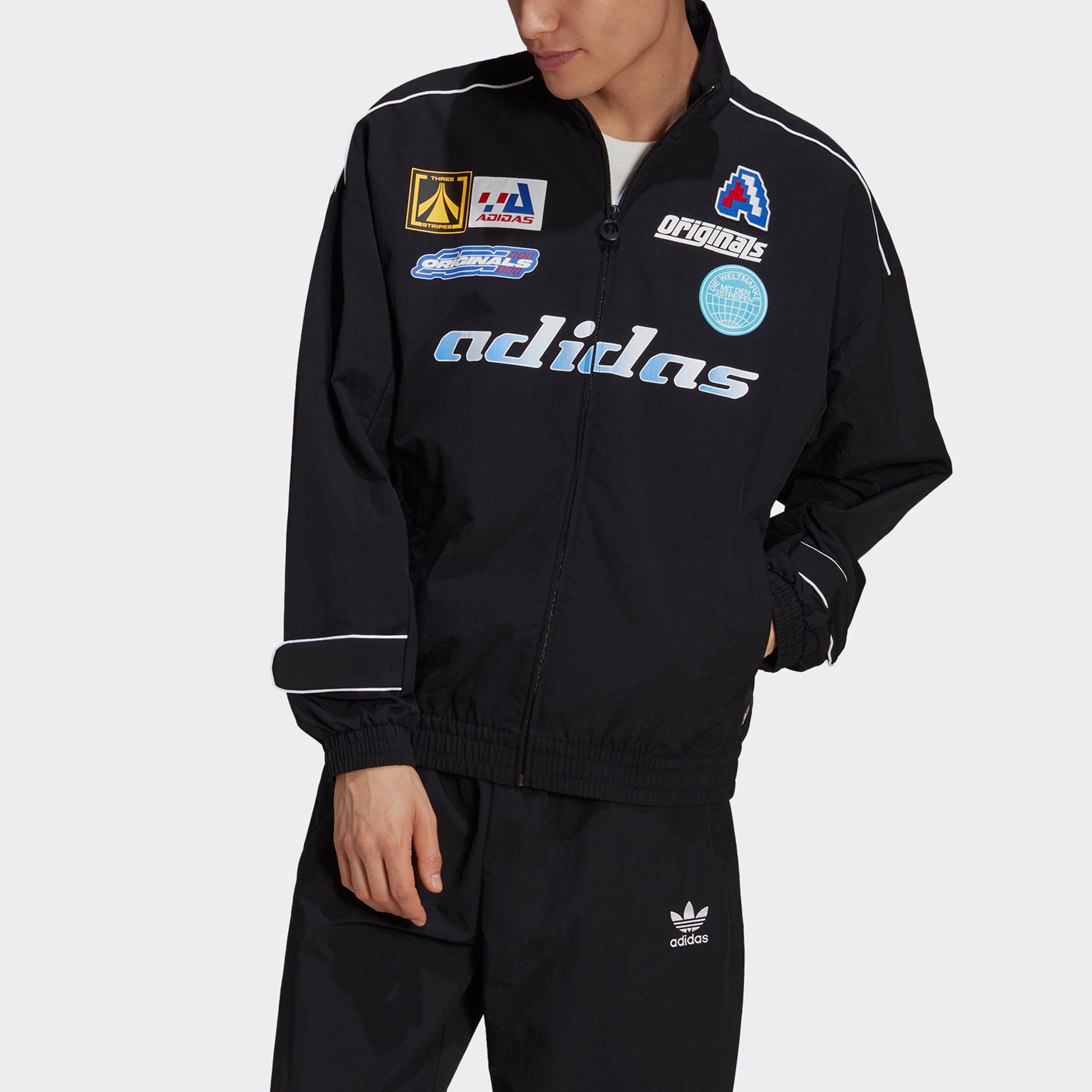 adidas originals MENS TGP Windbreaker Sports Stand Collar Jacket Black HA4748