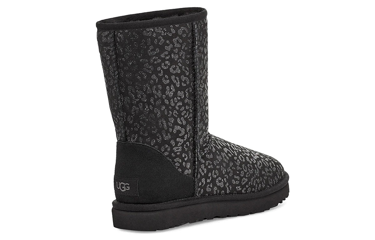 (WMNS) UGG Classic Short Snow Leopard Fleece Lined Black 1113495-BLK
