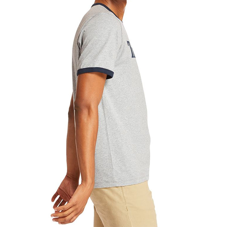 Men's Timberland Colorblock Collar Logo Printing Short Sleeve Gray A2B86052
