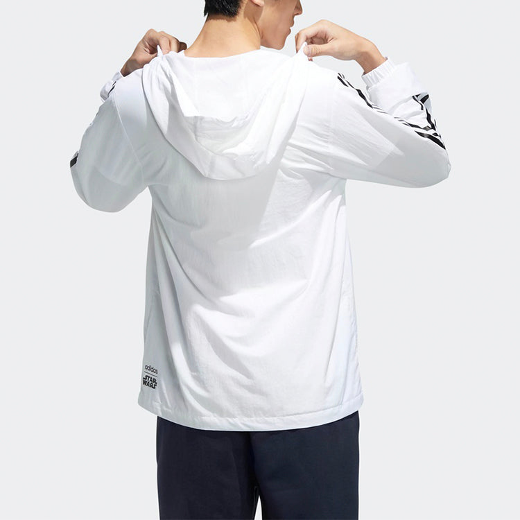 adidas neo M Sw Wb logo Printing Cozy Casual Sports Hooded Jacket White DW8174