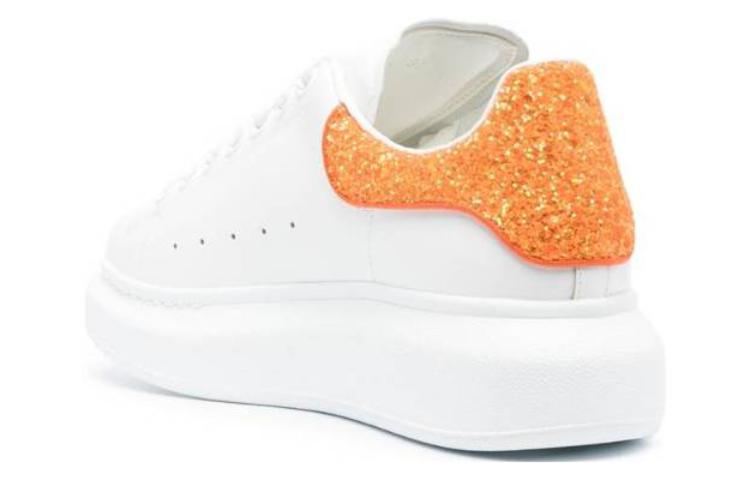 (WMNS) Alexander McQueen Oversized Sneaker 'White Orange Glitter' 718239WIDJD8825
