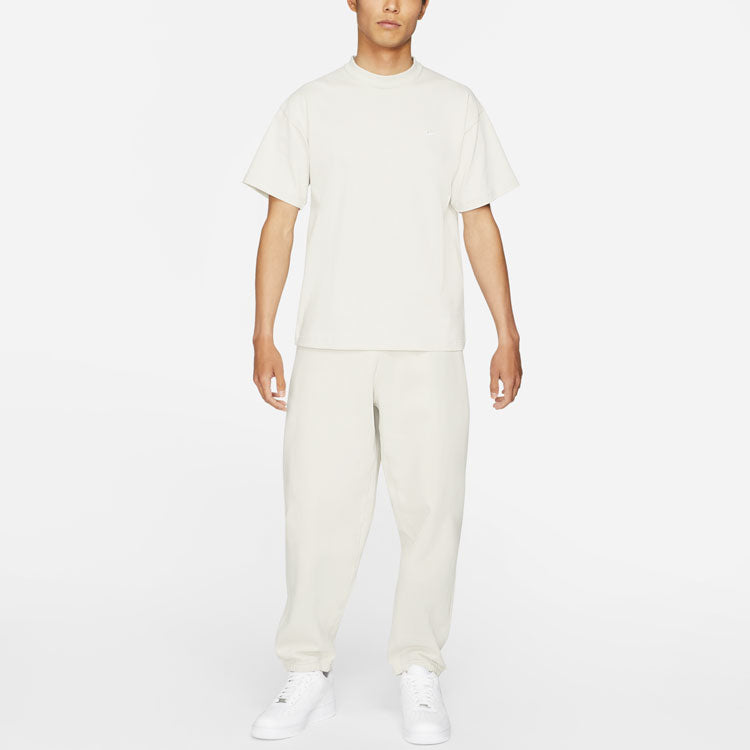 Men's Nike Lab Solo Swoosh Basic Sports Short Sleeve Light Bone White T-Shirt DA0321-072