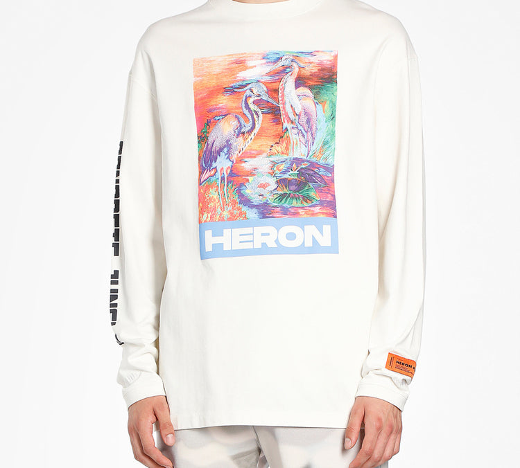 HERON PRESTON bird-print long-sleeved Tee HMAB013S209130210188