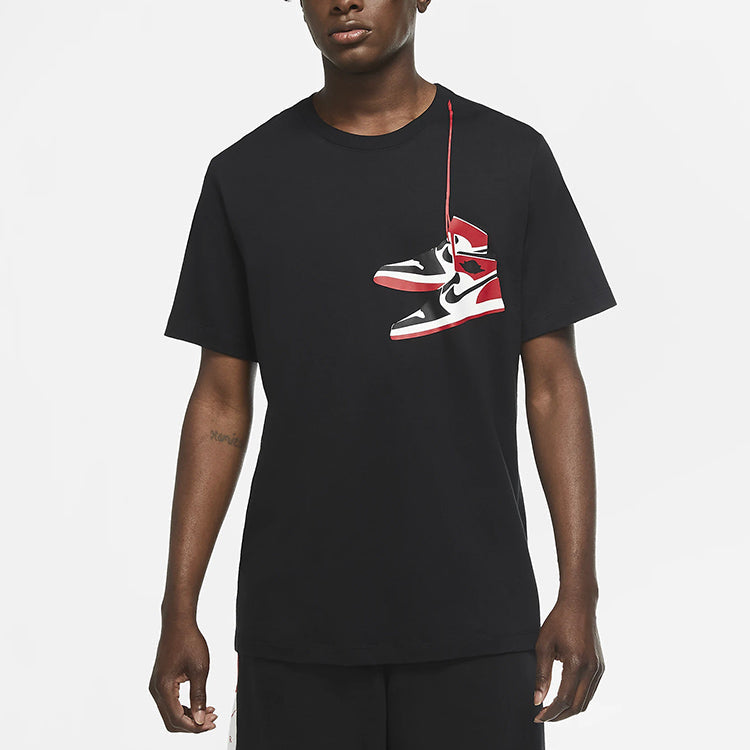 Air Jordan Casual Solid Color Round Neck Printing Short Sleeve Black CZ0432-010