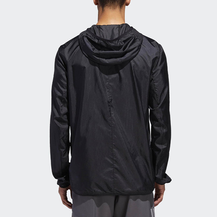 adidas Own The Run Jkt Running Athleisure Casual Sports hooded Zipper Jacket Black DN8763