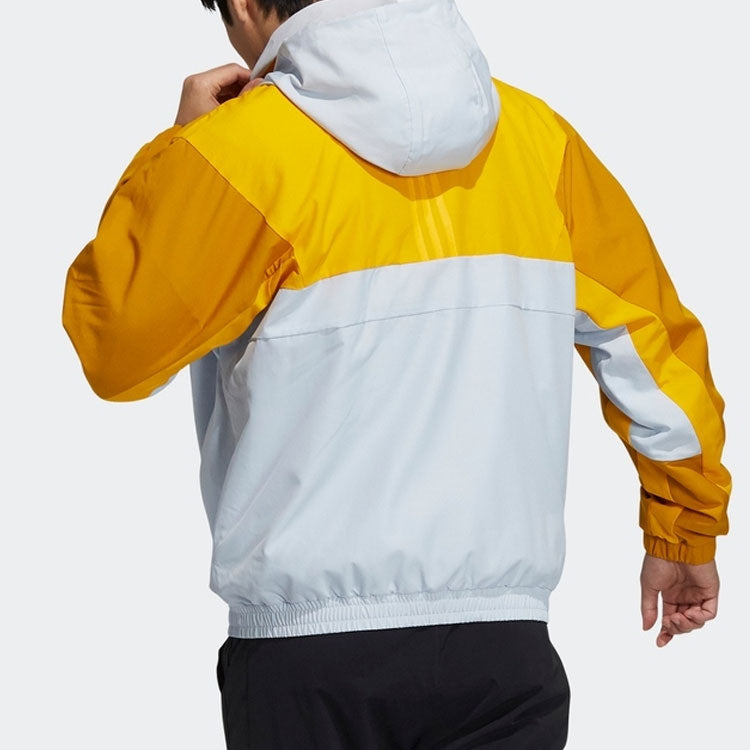 adidas Training Series Zipper Stand Collar Hooded Long Sleeves Logo Jacket Yellow H39327