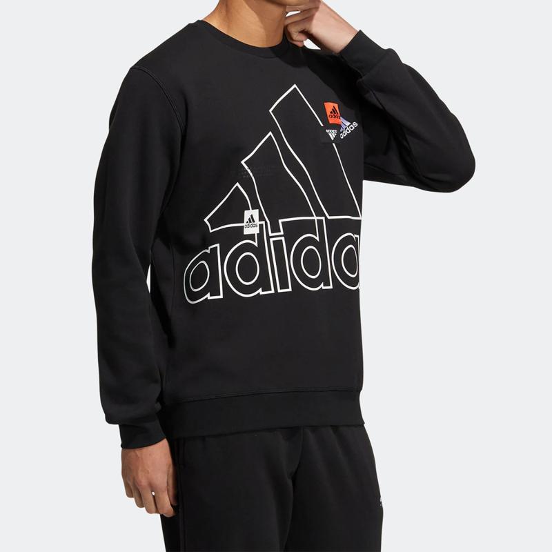 Men's adidas Mh Bp3 Crew Athleisure Casual Sports Logo Round Neck Autumn Black HP1431