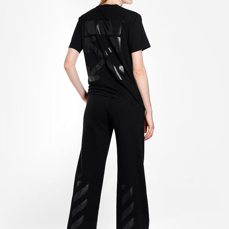 (WMNS) Off-White Cotton Short Sleeve Black OWAA049R20F291251010