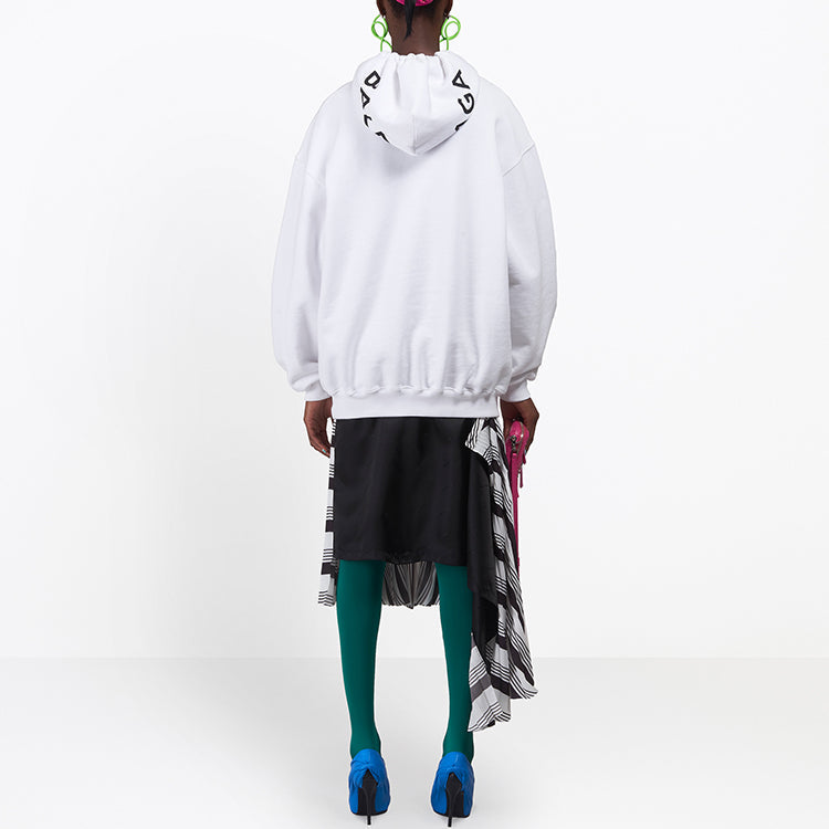 (WMNS) Balenciaga Logo Printing Hoodie White 492190TYK279000