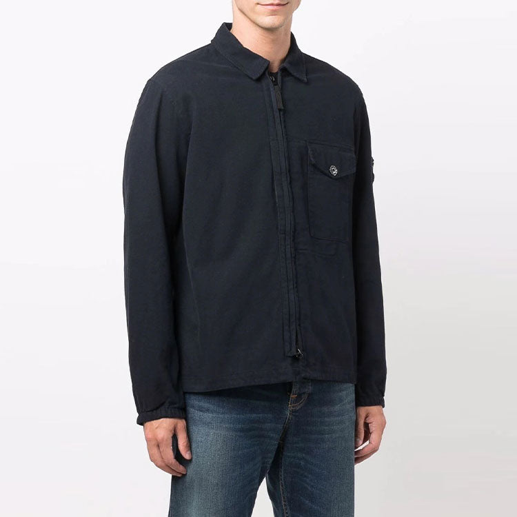 STONE ISLAND Garment Dyed Zip Shirt Overshirt 'Navy' 751510704-V0020