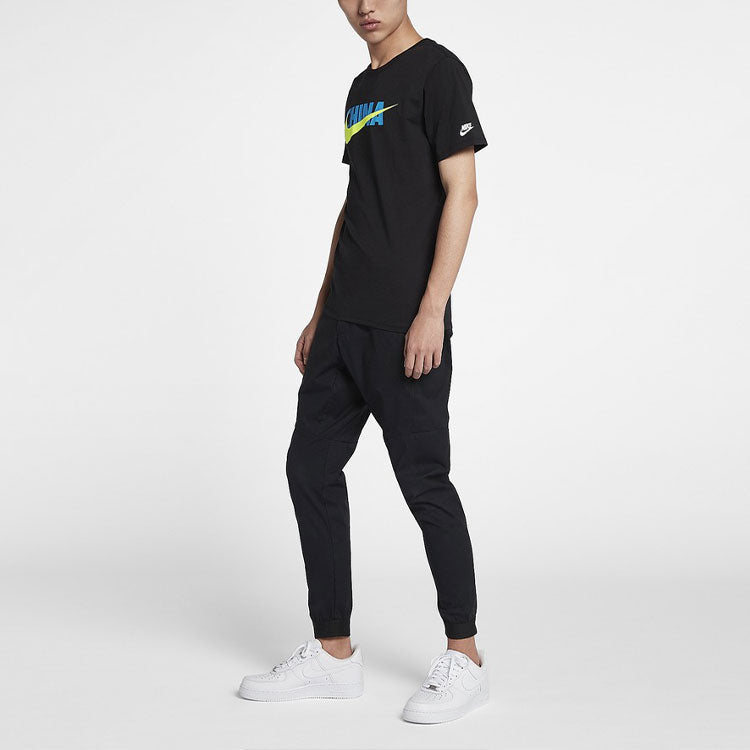 Nike Letter Printing Causual Knit Ventilate Round Collar Male Black AQ5189-010