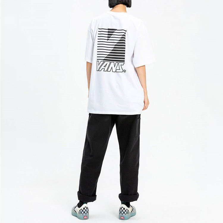 Vans Back Logo Printing Short Sleeve Couple Style White VN0A4MLTWHT