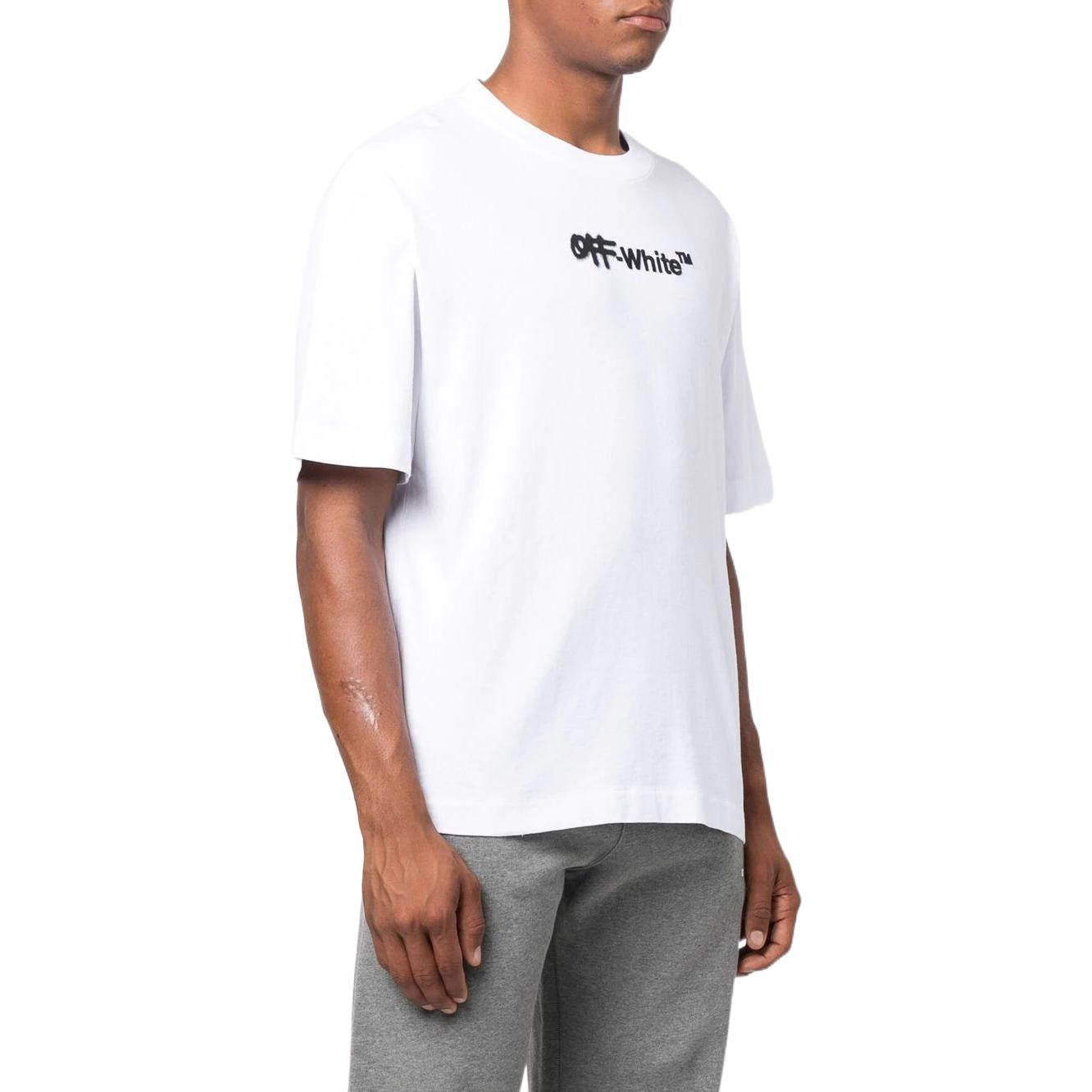 Off-White FW22 Solid Color Logo Embroidered Round Neck Short Sleeve Version White OMAA120F22JER0020110