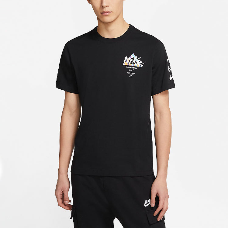 Nike Sportswear Print Casual Sports Short Sleeve Black DB6136-010