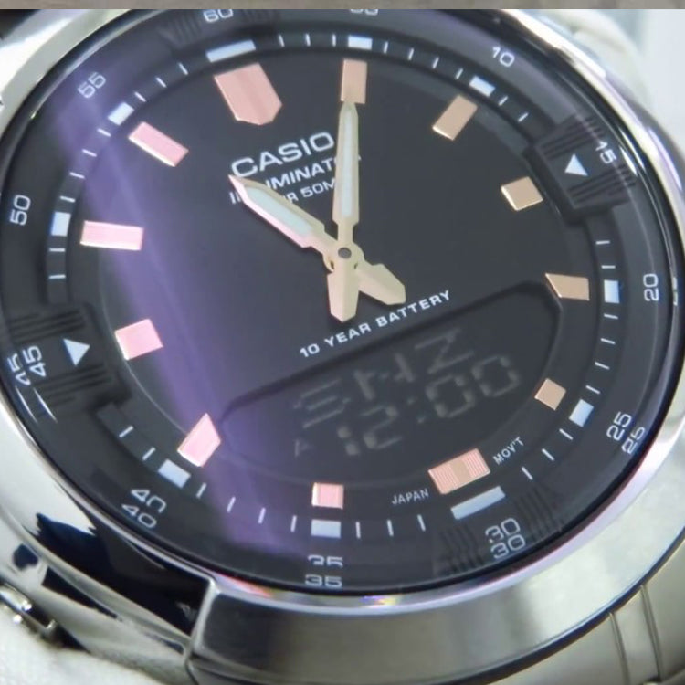 Casio Waterproof Analog-Digital Watch 'Silver Rose Gold' AMW-840D-1AVDF