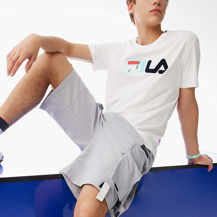 FILA Contrasting Colors Printing Logo Loose Round Neck Short Sleeve White F51M128175F-WT