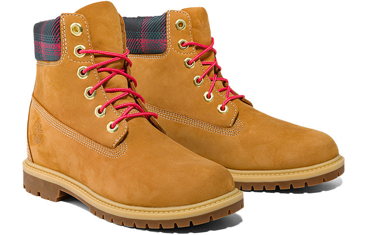 (WMNS) Timberland Heritage 6 Inch Waterproof Boots 'Wheat Nubuck with Pink Teal Plaid' A5MC4231