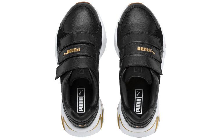 (WMNS) PUMA Nova V Leather Black/Gold 369843-01