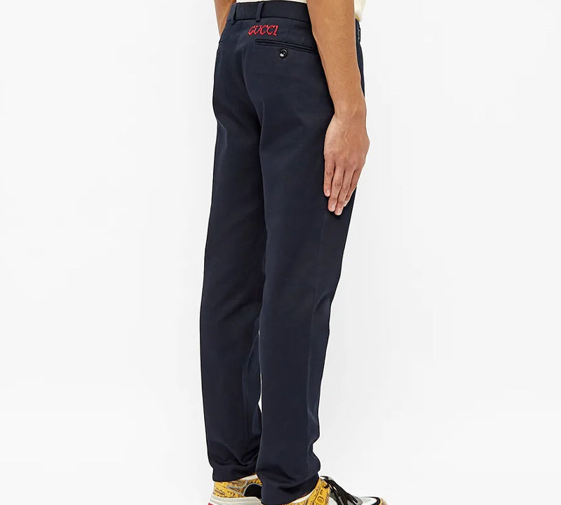 Gucci Logo Straight Pants For Men Navy 519546-Z396H-4265