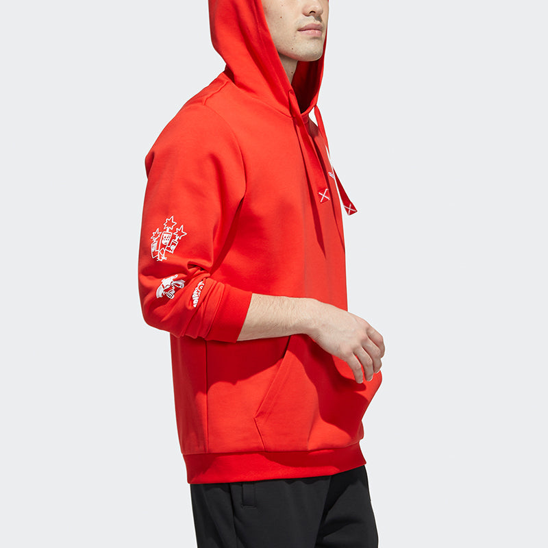 adidas neo Artist Sweat Printed Sports Hooded Sweater Men's Red GL8084