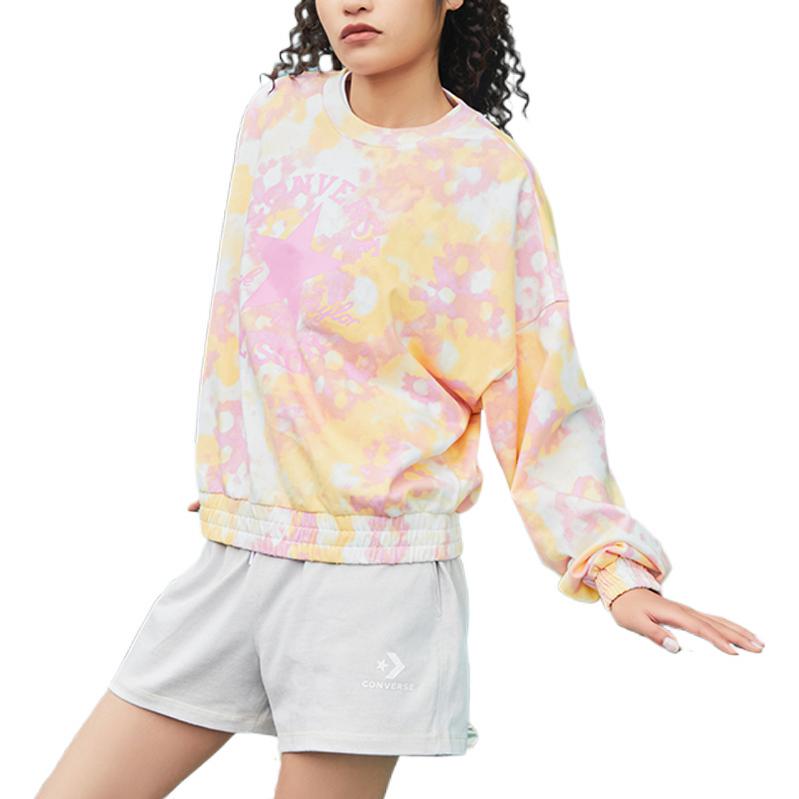 (WMNS) Converse Washed Floral Cotton Crew Neck Shirt Asia Sizing 'Pink' 10023196-A01