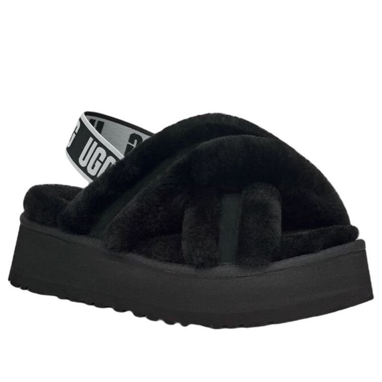(WMNS) UGG Disco Cross Slide 'Black' 1121550-BLK
