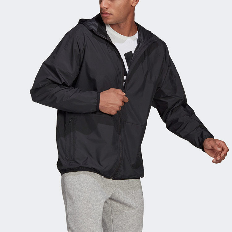 adidas M Brd Jkt Solid Color Sports Hooded Jacket Black GQ0577