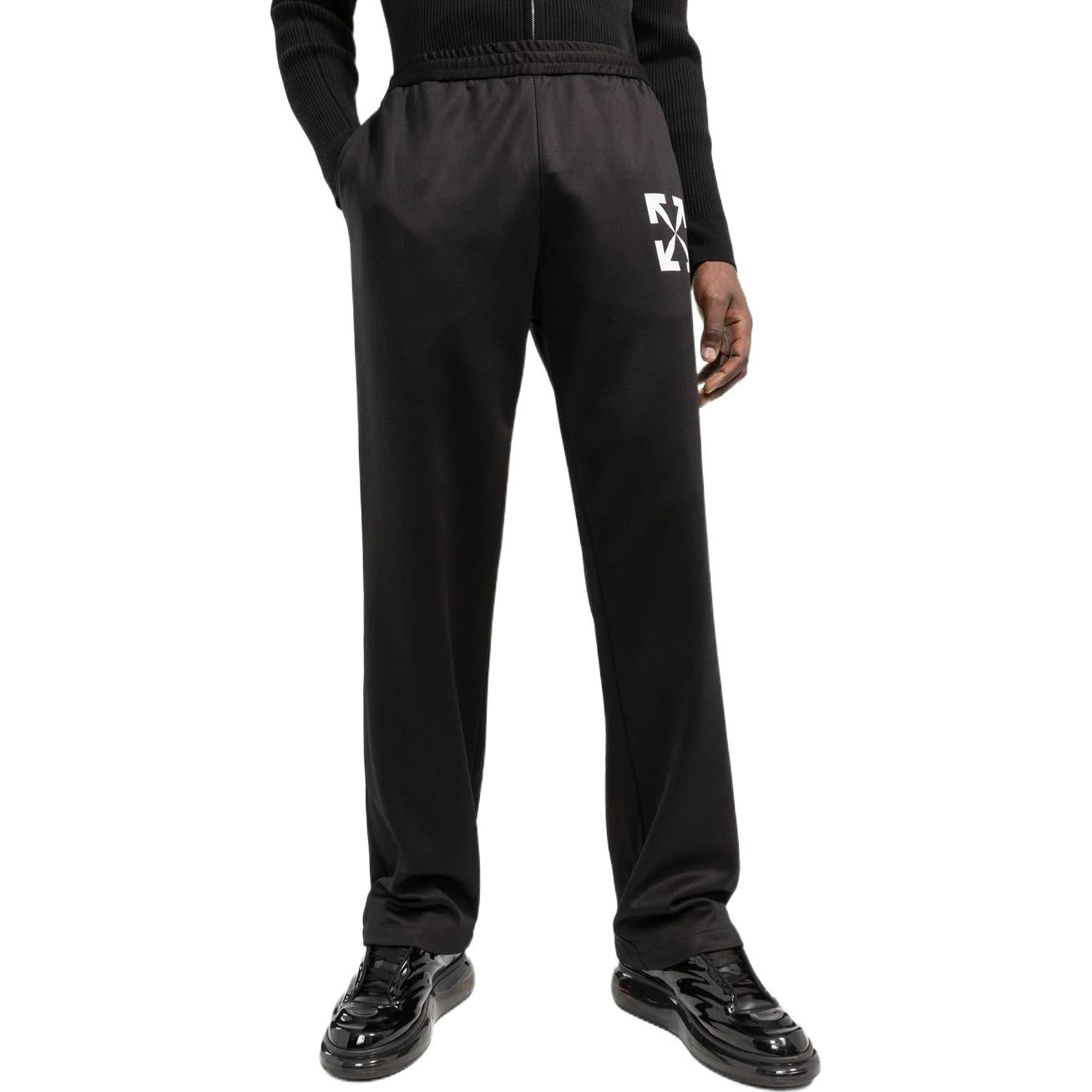 Men's Off-White FW22 Casual Arrow Pattern Sports Pants/Trousers/Joggers Black OMCJ018C99FAB0021001