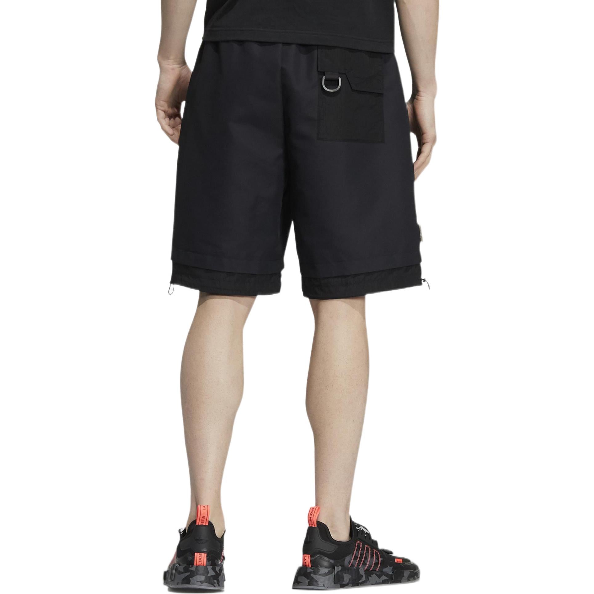 Men's adidas Solid Color Pocket Lacing Sports Shorts Black HE6604
