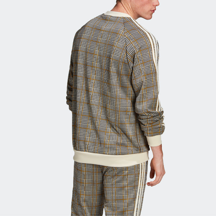 adidas originals Tartan Crewneck Plaid Round Neck Khaki ED7019