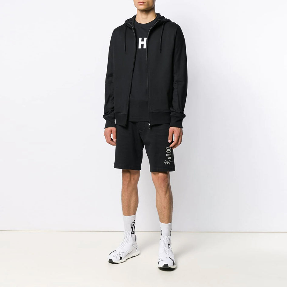 Men's Y-3 Back Logo Printing Classic Zipper Jacket Black FJ0344