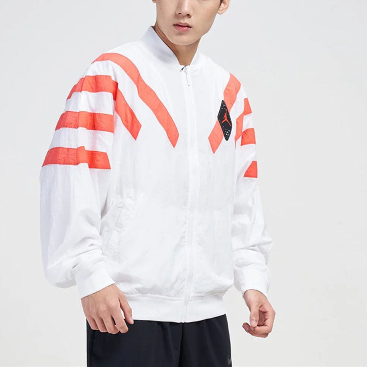 Air Jordan Srt Lgc Nylon Jacket Stripe Zipper Jacket 'White Red' BV5406-100